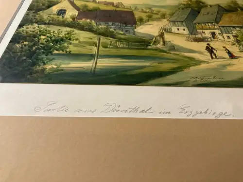 Schmelzer, Bernhard Aquarell  "Partie aus Dörnthal im Erzgebirge"1880 Olbernhau