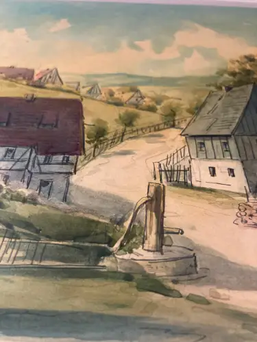 Schmelzer, Bernhard Aquarell über Blei/Feder "Partie aus Dörnthal im Erzgebirge"