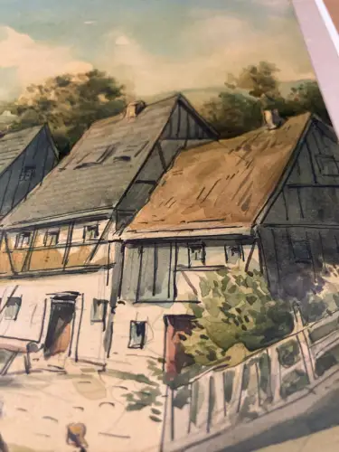 Schmelzer, Bernhard Aquarell  "Partie aus Dörnthal im Erzgebirge"1880 Olbernhau