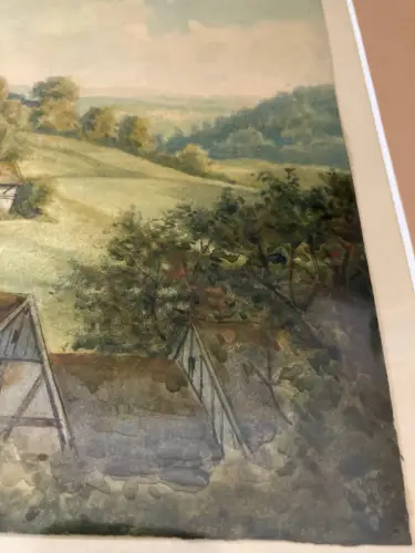 Schmelzer, Bernhard Aquarell "Partie aus Loschwitz" 1870 Dresden Sachsen