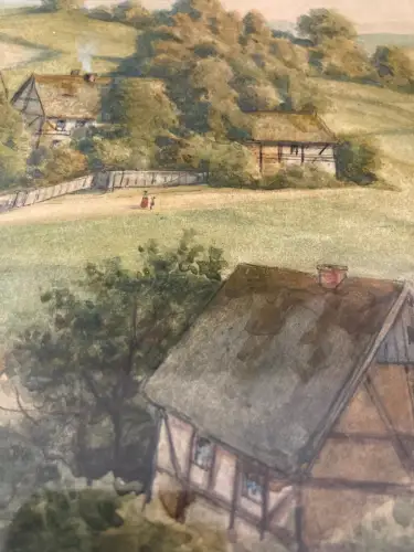 Schmelzer, Bernhard Aquarell "Partie aus Loschwitz" 1870 Dresden Sachsen