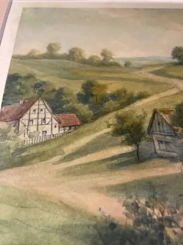 Schmelzer, Bernhard Aquarell über Feder "Partie aus Loschwitz" um 1870