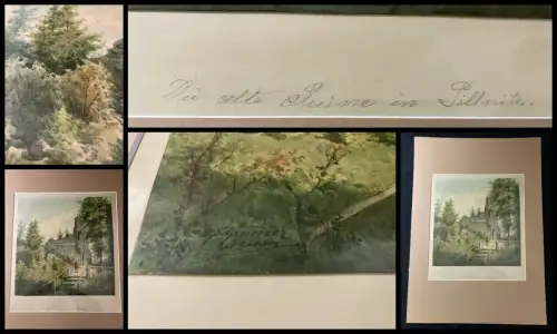 Schmelzer, Bernhard Aquarell über Feder "Die alte Ruine in Pillnitz"um 1870
