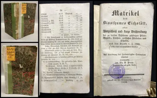 Popp, W. Th. Matrikel des Bissthumes Eichstätt 1836 Kirchen Schulen Register