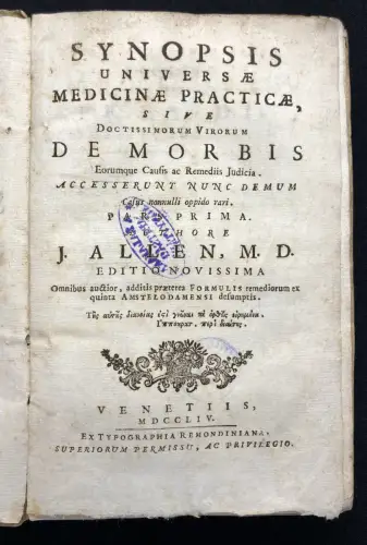 Allen Synopsis universae medicinae practicae, sive doctissimorum 2 Bde.in 1