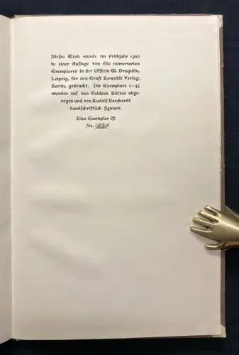 Borchardt, Rudolf Der Durant. Ein Gedicht aus dem männlichen Zeitalter 1920