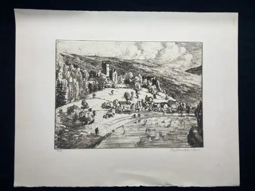 Leers- Winkler Paul(1887- unbekannt) Original Radierung einer Landschaft" Gründe