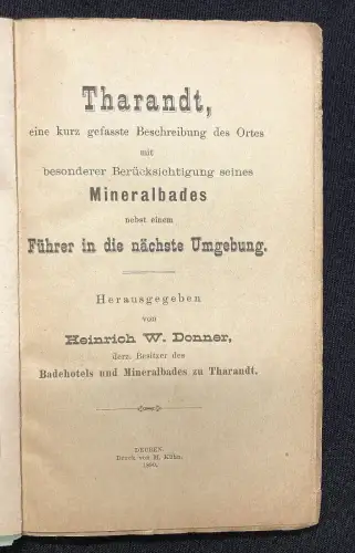 Donner Tharandt eine kurz gefasste Beschreibung des Ortes 1890 Führer Guide