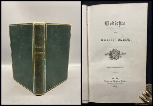 Geibel, Emanuel Gedichte, Zeitstimmen (beigebunden) 1843 Belletristik