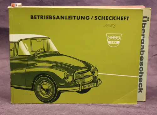 Betriebsanleitung/ Scheckheft Auto Union 1000 Coupe, Coupe S, Limousine 1959 js