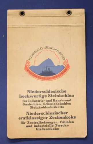 Werbeblock um 1925 Niederschlesische Steinkohlen und Zechenkoks selten js
