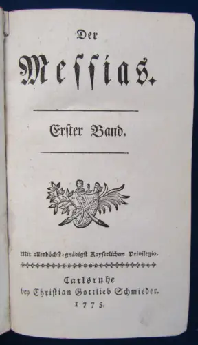Der Messias 4 Bände in 2 komplett alles 1775 Christentum Glaube Gott js