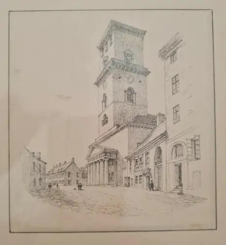 Batty, Robert Entwurfszeichnung Volage zu Stichen. Die Neue Kirche Notre Dame sf