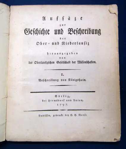 Schmidt Beschreibung von Königshain 1797 Saxonica Sachsen Oberlausitz sf