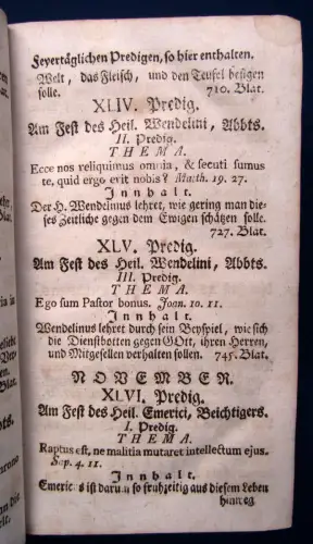 Auserlesene Lob-Reden auf die Festtag verschiedener Heiligen 1766 Geistliche js