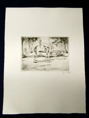 Hanns Georgi Radierung  " am Brunnen" signiert 12,5 x 8,5 cm o. J. Kunst js