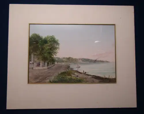  Messmann Carl Ludwig F., Schwedische Küstenlandschaft 1856 Aquarell Grafit js