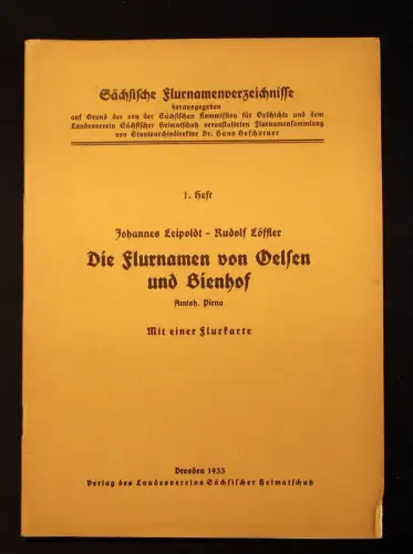 Löffler 1.Heft Die Flurnamen von Oelsen und Bienhof 1900 Mit 1 Flurkarte js