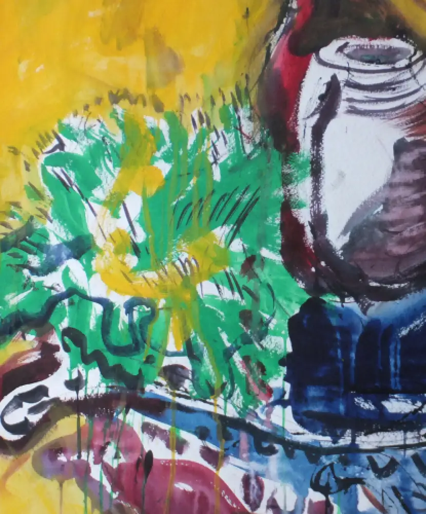 Hassebrauk, Ernst Stillleben auf Gelb Gouache 1957 Schätzpreis 100x74cm 4