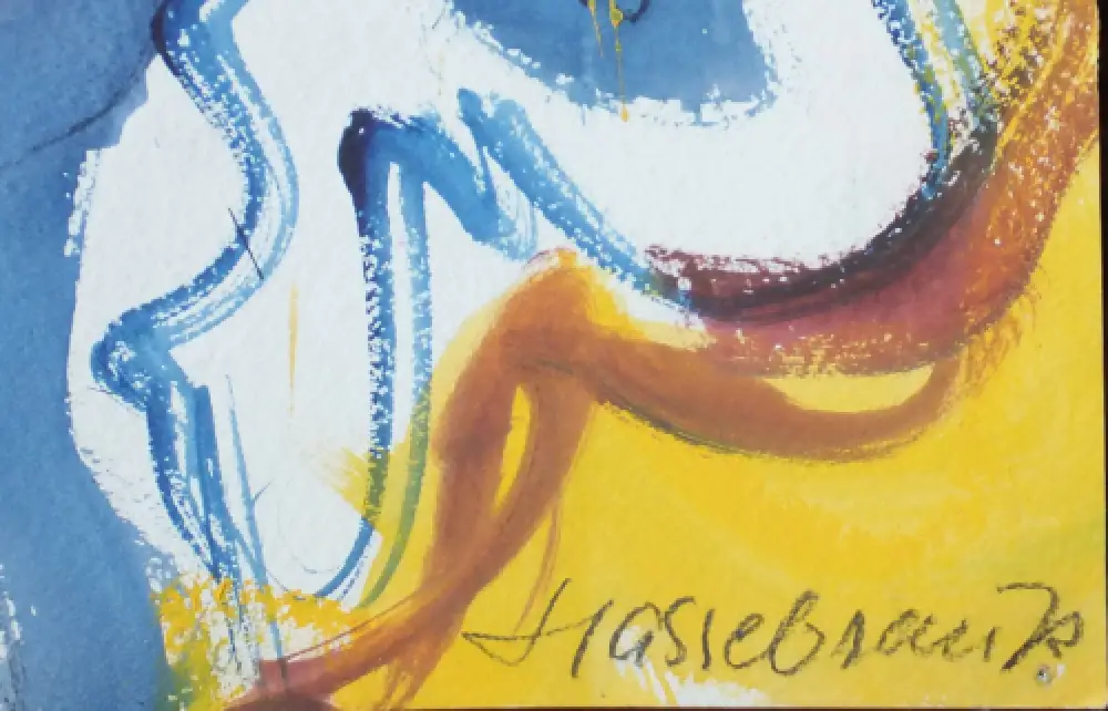Hassebrauk, Ernst Stillleben auf Gelb Gouache 1957 Schätzpreis 100x74cm 5