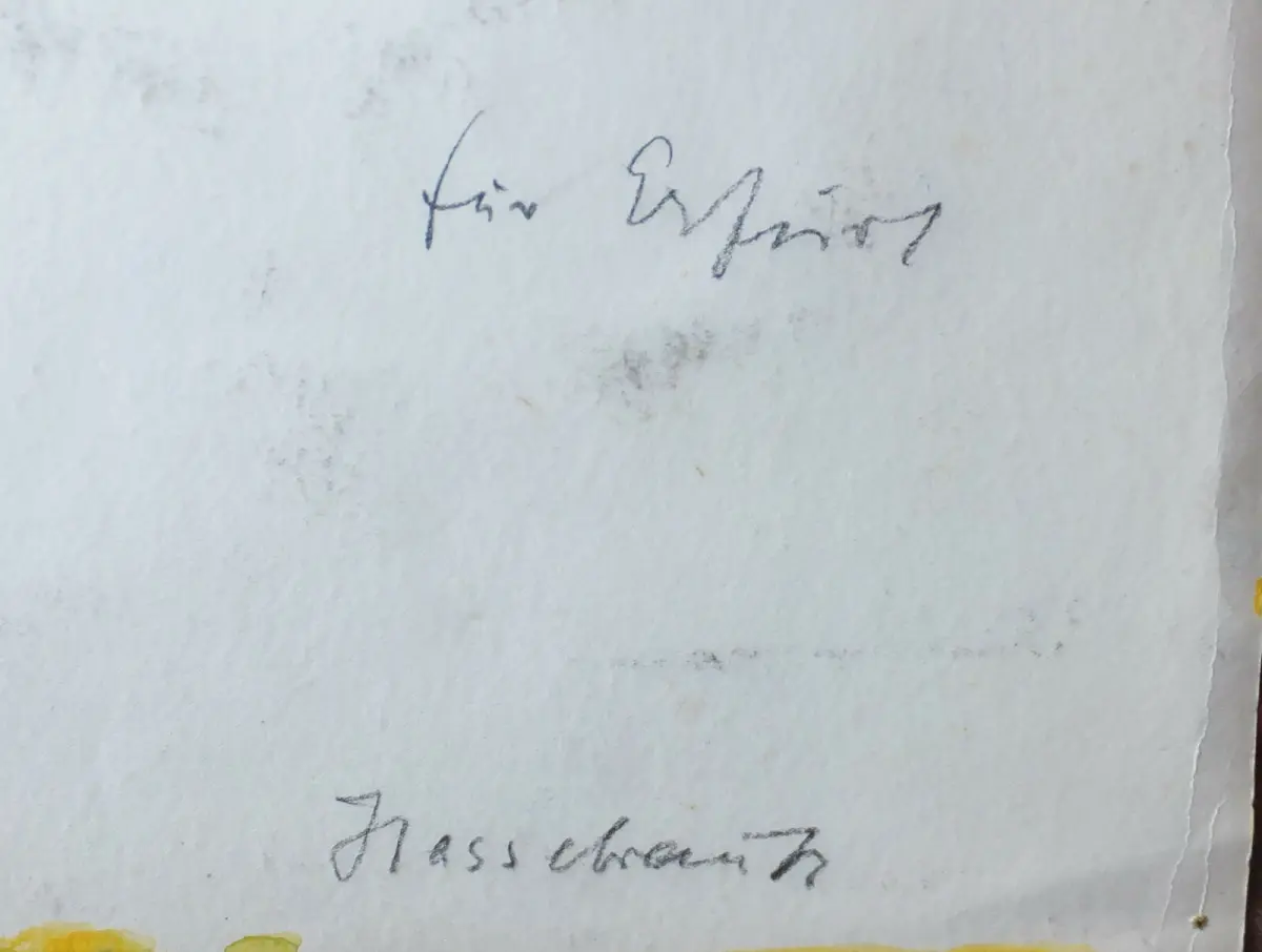 Hassebrauk, Ernst Stillleben auf Gelb Gouache 1957 Schätzpreis 100x74cm 8