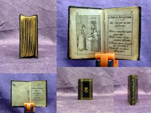 Chansonnier Des Dames um 1800 Liederbuch Minibuch 3,5 x 2cm Kupferstiche js