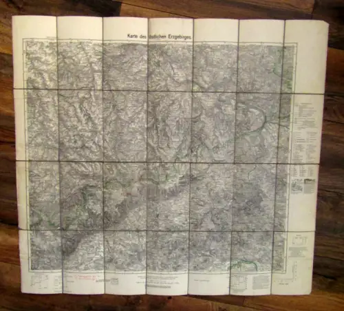 Karte vom östlichen Erzgebirge 1931 Kultur Wandern Natur Geografie 76x 28 cm js