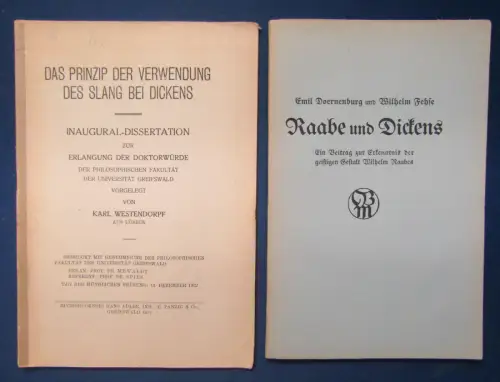 Fehse Raabe u. Dickens+ Das Prinzip d. Verwendung d. Slang bei Dickens 1923 js