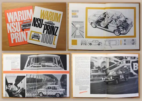 Orig Werbeprospekt NSU Prinz 1000 L & Prinz 4 um 1960 Automobil Oldtimer Audi xz