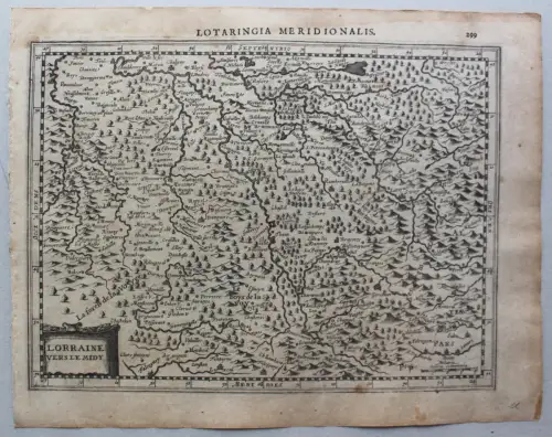 Kupferstichkarte von Lothringen "Lotaringia Meridionalis" um 1650 Frankreich sf