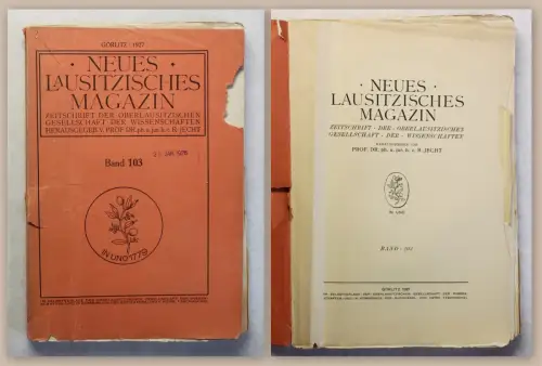 Neues Lausitzisches Magazin Band 103 Zeitschrift Oberlausitz 1927 Sachsen xz