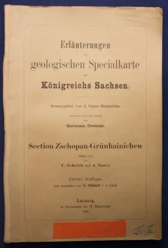 Orig.Karte Section Zschopau-Grünhainichen mit Erläuterungen 1905 Saxonica sf