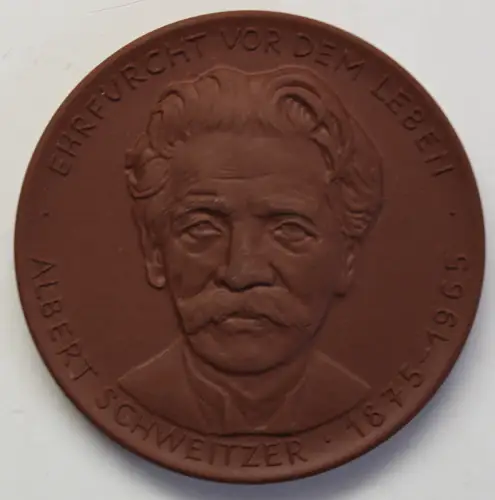 Medaille Albert Schweizer um 1970 Porzellan Meißen Deutschland Böttcherstein sf