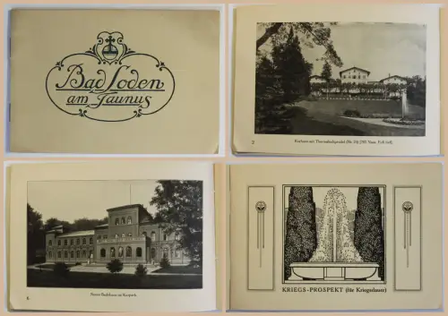 Original Prospekt Broschüre Bad Soden am Taunus Hessen Kurort Kurhaus um 1915 xz