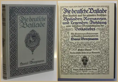 Benzmann Die deutsche Ballade 1913 1 Bd Romantik Dichtkunst Belletristik xy