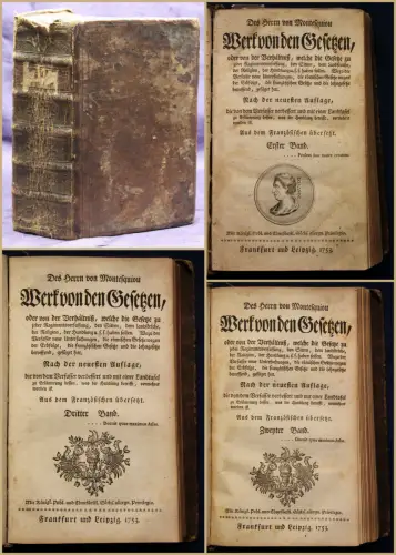 Montesquieu Werk von den Gesetzen, oder von der Verhältniß 1753 Gesetz Recht sf