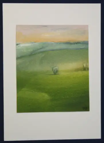 Gouache von Ursula Bankroth "Landschaft in Tusche" um 1990 Malerei Kunst sf