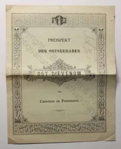 Original Prospekt Ostseebad Ost-Dievenow Cammin Pommern um 1885 Polen Dziwnów xz