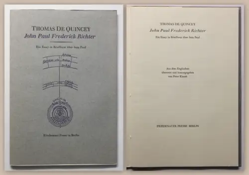 DeQuincey John Paul Frederick Richter Essay 1991 Pressendruck Friedenauer xz