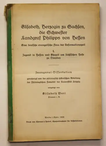 Werl Elisabeth, Herzogin zu Sachsen, Schwester Landgraf von Hessen 1938 rar sf