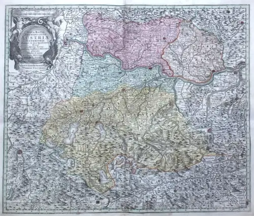 Kupferstichkarte Seutter Österreich Nova Mappa Archiducatus Austriae 1740