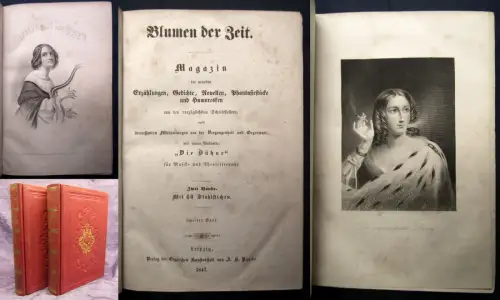 Blumen der Zeit 2 Bde. 1847 Magazin der neuesten Erzählungen,Gedichte..selten js