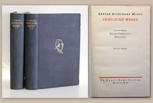 Meyer Sämtliche Werke 4 Bde in 2 um 1930 Novellen Gedichte Romane Ganzleder  xz