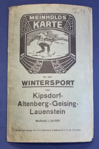 Karte für den Wintersport von Kipsdorf- Altenberg- Geising- Lauenstein 1910 js