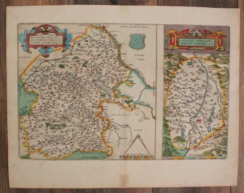 Orig. kol. Kupferstichkarte "Regionis Biturigum exactiss" um 1600 Frankreich sf