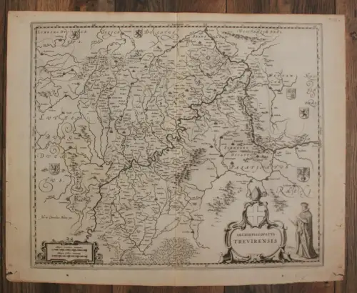 Orig. Kupferstichkarte "Archiepiscopatus Trevirensis" um 1650 Deutschland sf