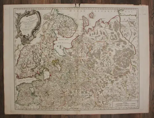Orig. grenzkol. Kupferstichkarte von Vangondy "Nordteil europ. Russland" 1753 sf