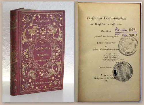 Pawikovski Trost- und Trutz-Büchlein Zeitgedichte 1888 Lyrik Dichtkunst xz