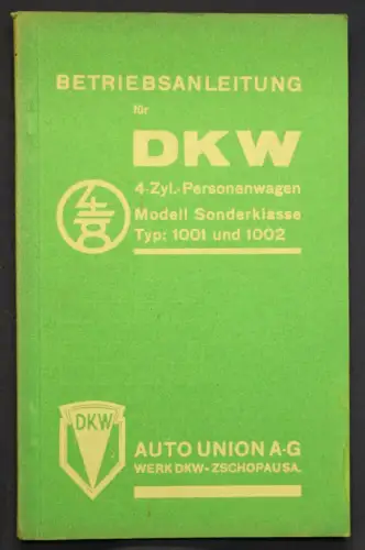 Original Prospekt Betriebsanleitung DKW 4 Zyl.-Personenwagen 1001 & 1002 1935 sf
