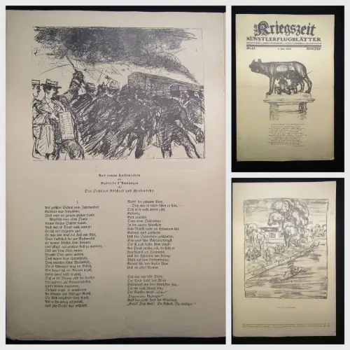 Cassirer Kriegszeit Künstlerflugblätter Nr.43 4 Original Lithographien 1915